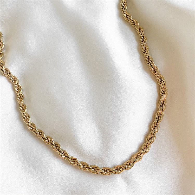 Elegant 14K Gold Rope Chain Necklace for Women – Hypoallergenic, Water-Resistant, 15/17 Inches, 3/4 mm Width 6