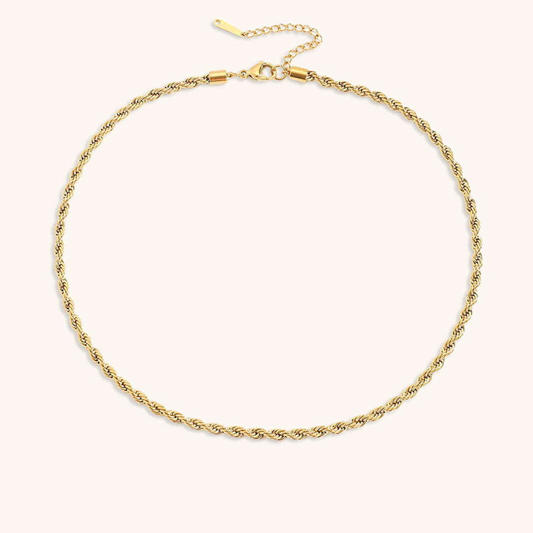 Elegant 14K Gold Rope Chain Necklace for Women – Hypoallergenic, Water-Resistant, 15/17 Inches, 3/4 mm Width 9