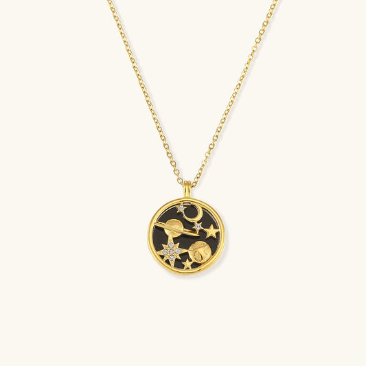 Elegant 18K Gold-Plated Necklace with Celestial Design – Hypoallergenic and Water Resistant 0