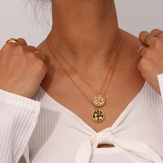 Elegant 18K Gold-Plated Necklace with Celestial Design – Hypoallergenic and Water Resistant 1
