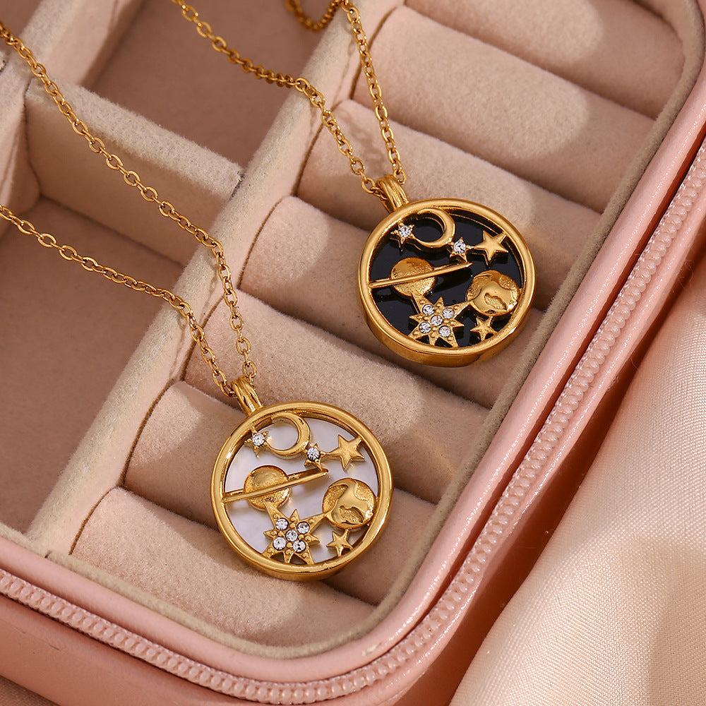 Elegant 18K Gold-Plated Necklace with Celestial Design – Hypoallergenic and Water Resistant 3