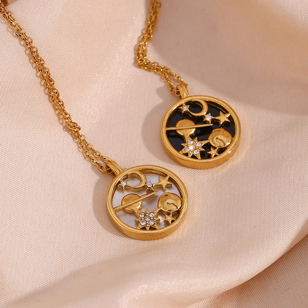 Elegant 18K Gold-Plated Necklace with Celestial Design – Hypoallergenic and Water Resistant 4