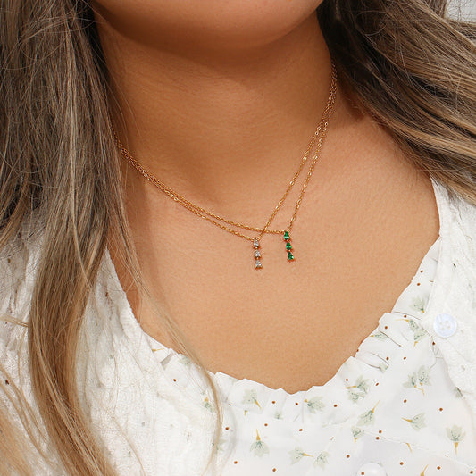 Elegant 18K Gold-Plated Necklace with Teardrop Diamond Simulants – Waterproof and Hypoallergenic 1