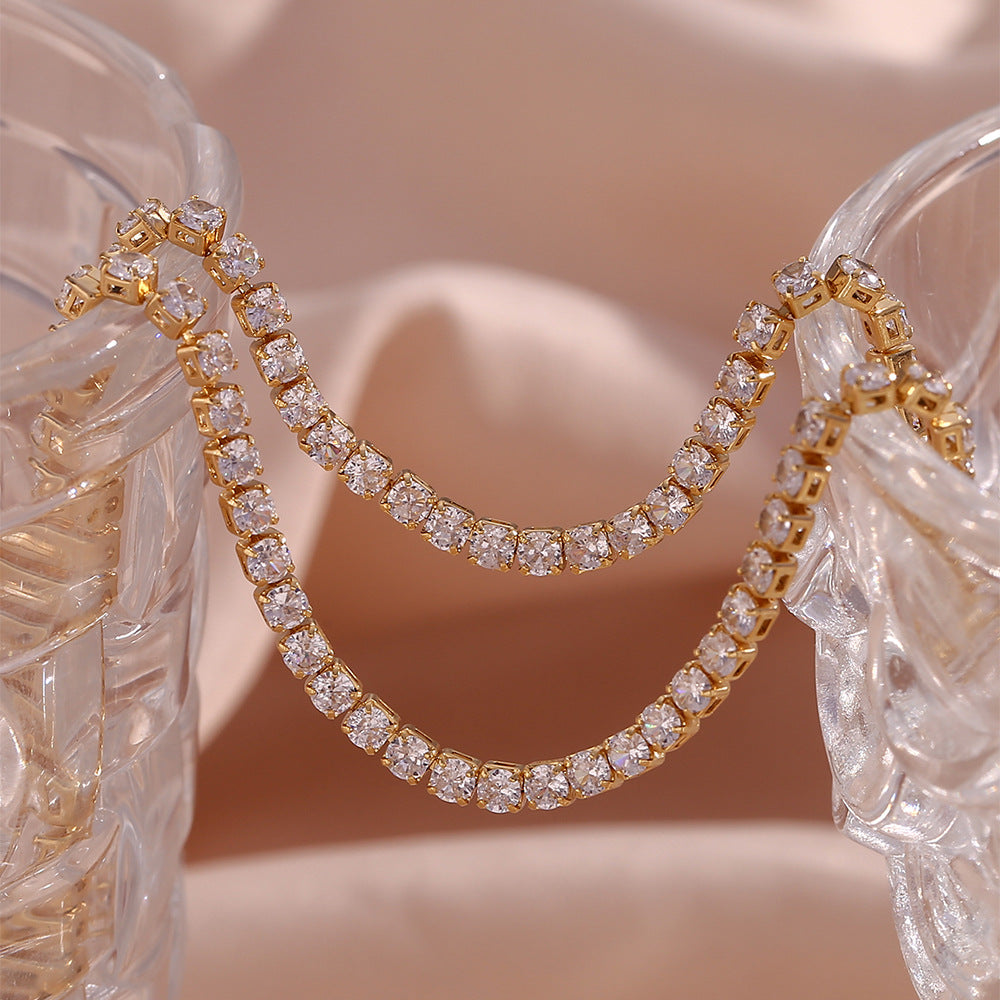 Elegant 18K Gold Diamond Tennis Necklace with AAAAA Simulants – Hypoallergenic and Water Resistant 4