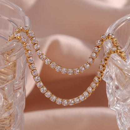 Elegant 18K Gold Diamond Tennis Necklace with AAAAA Simulants – Hypoallergenic and Water Resistant 4