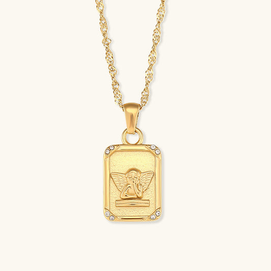 Elegant 18K Gold Necklace with Angel Pendant – Waterproof and Hypoallergenic 0