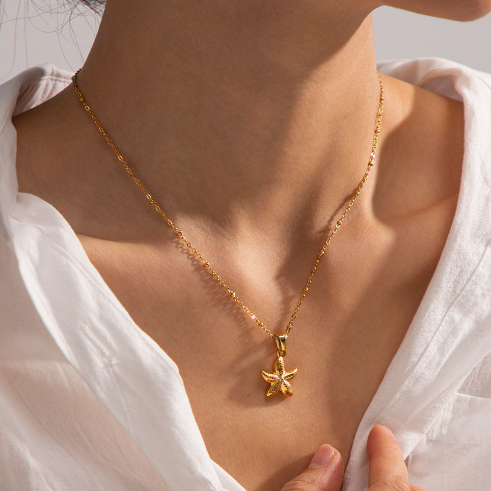 Elegant 18k Gold-Plated Starfish Pendant Necklace – Waterproof and Hypoallergenic Jewelry 2
