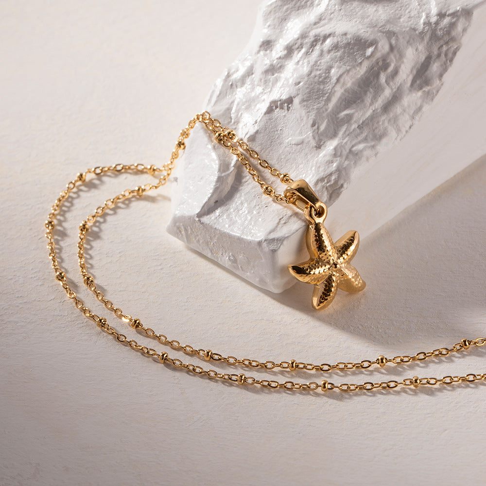 Elegant 18k Gold-Plated Starfish Pendant Necklace – Waterproof and Hypoallergenic Jewelry 4