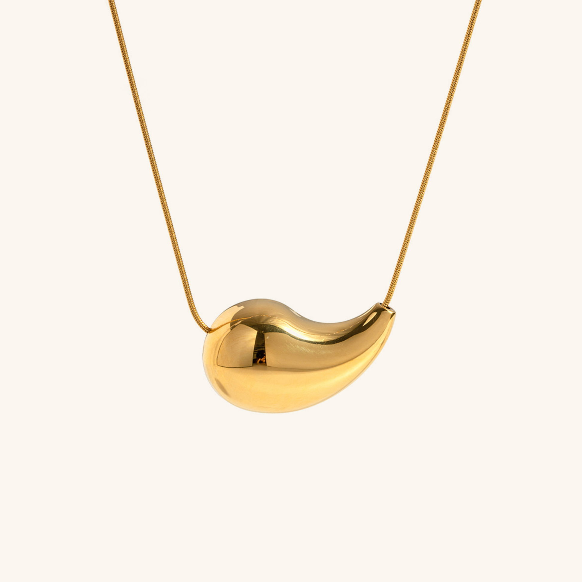 Elegant 18k Gold-Plated Teardrop Necklace – Hypoallergenic Stainless Steel Jewelry for Women, 16-inch Adjustable Length 0