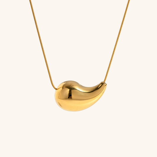 Elegant 18k Gold-Plated Teardrop Necklace – Hypoallergenic Stainless Steel Jewelry for Women, 16-inch Adjustable Length 0