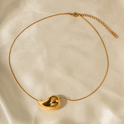 Elegant 18k Gold-Plated Teardrop Necklace – Hypoallergenic Stainless Steel Jewelry for Women, 16-inch Adjustable Length 6