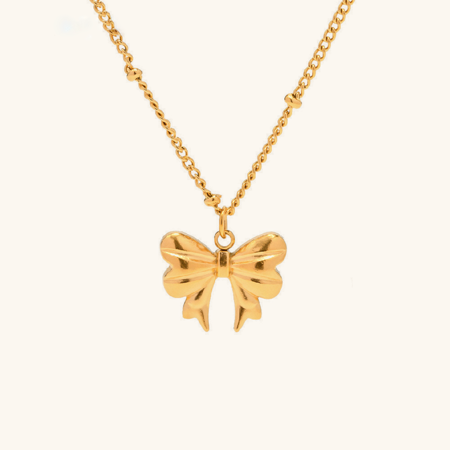 Elegant 18k Gold Bow Necklace for Women - Hypoallergenic, Waterproof Ribbon Design, 15 Inch with 2 Inch Extension 0