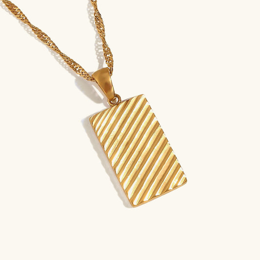 Elegant 18k Gold Necklace with Rectangular Pendant – Waterproof and Hypoallergenic 0