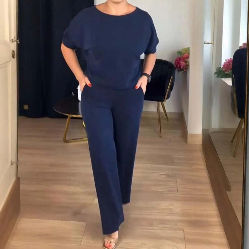 Women's Long Cardigan Three-Piece Trouser Set – additional product view | Hensley London