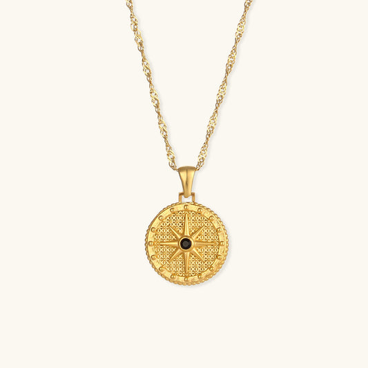 Elegant Compass Necklace in 18k Gold-Plated Stainless Steel – Waterproof, Hypoallergenic, Adjustable Chain 18 + 2 Extension 0