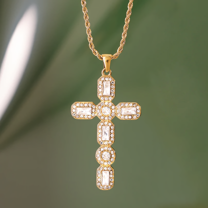 Elegant Diamond Cross Necklace in 18k Gold Plating – Hypoallergenic, Waterproof, Perfect for Layering 6
