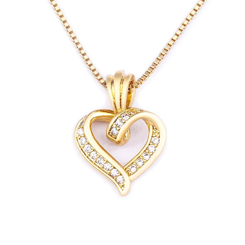 Elegant Diamond Heart Pendant Necklace with Adjustable Chain – Romantic Jewelry for Women