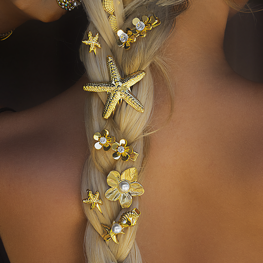Elegant Diamond Petal Hair Clip with Gold Petals – Hypoallergenic Design for Women, Eco-Friendly and Durable 0