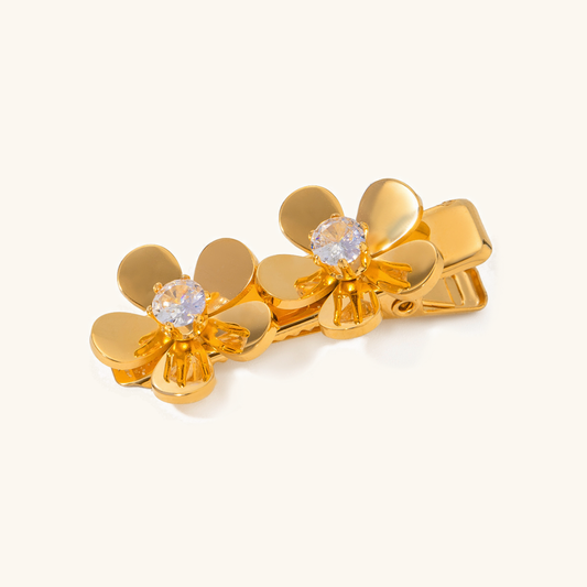 Elegant Diamond Petal Hair Clip with Gold Petals – Hypoallergenic Design for Women, Eco-Friendly and Durable 1
