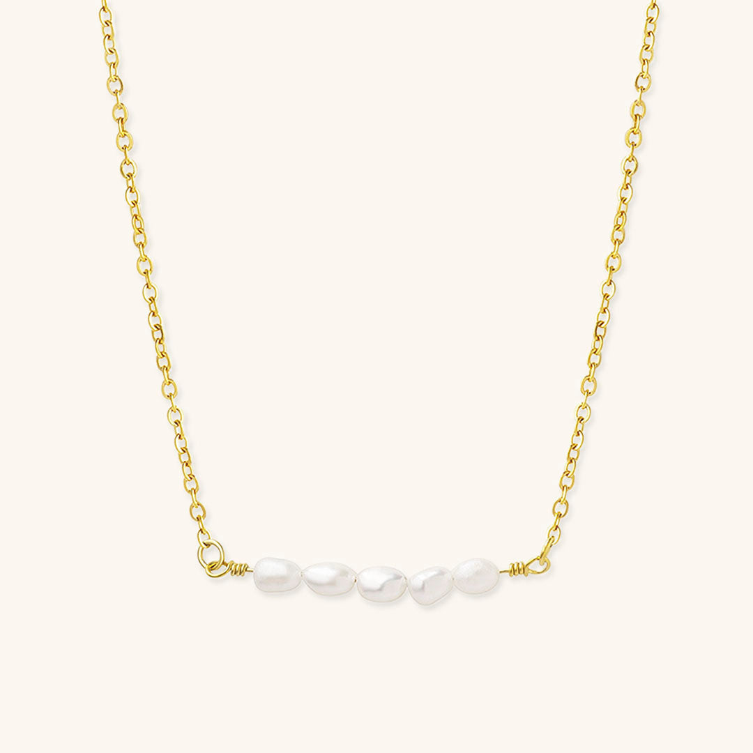 Elegant Freshwater Pearl Gold Necklace – 18k Gold Plated, Hypoallergenic, 17-Inch Length 0