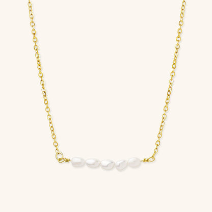Elegant Freshwater Pearl Gold Necklace – 18k Gold Plated, Hypoallergenic, 17-Inch Length 0