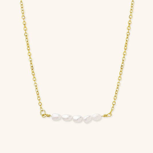 Elegant Freshwater Pearl Gold Necklace – 18k Gold Plated, Hypoallergenic, 17-Inch Length 0