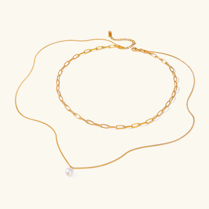 Elegant Freshwater Pearl Necklace with 18k Gold-Plated Paperclip Chain – Waterproof and Hypoallergenic Design for Women 6