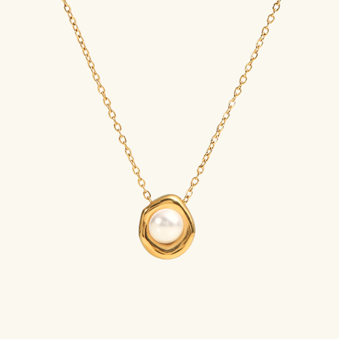 Elegant Freshwater Pearl Necklace with 18k Gold Plating – Hypoallergenic and Waterproof for Women 0