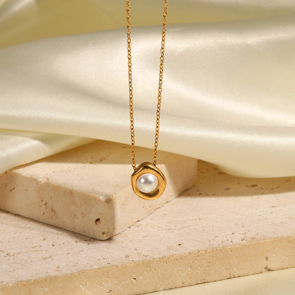 Elegant Freshwater Pearl Necklace with 18k Gold Plating – Hypoallergenic and Waterproof for Women 4