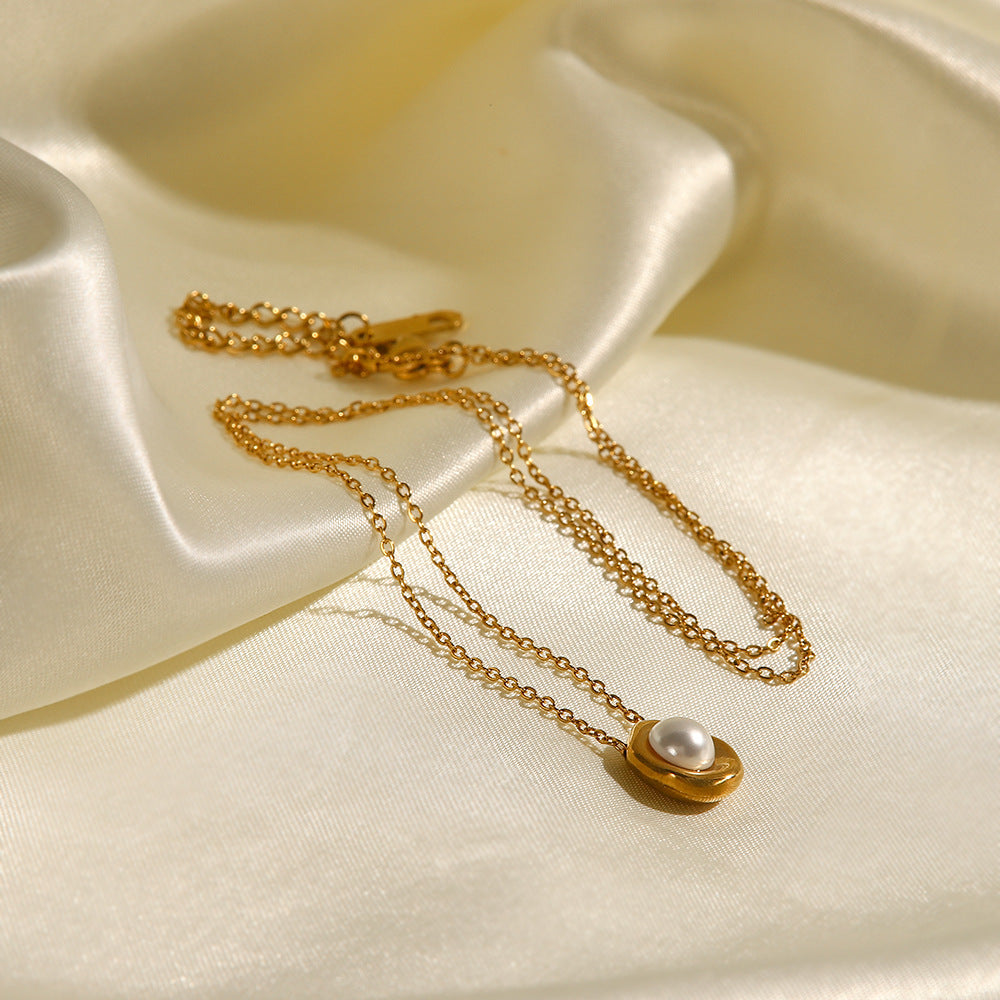 Elegant Freshwater Pearl Necklace with 18k Gold Plating – Hypoallergenic and Waterproof for Women 6