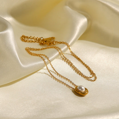 Elegant Freshwater Pearl Necklace with 18k Gold Plating – Hypoallergenic and Waterproof for Women 6