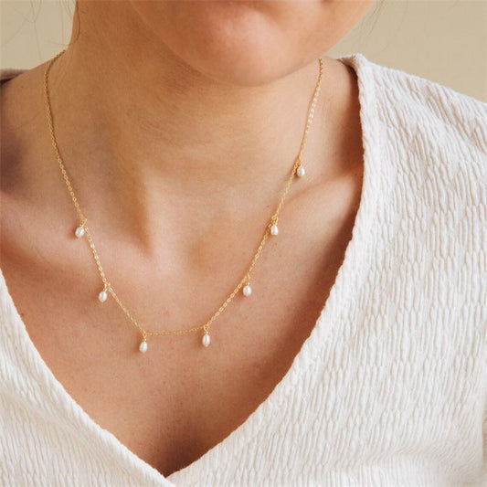 Elegant Freshwater Pearl Necklace with Gold-Plated Stainless Steel – 17 Inches Length 1