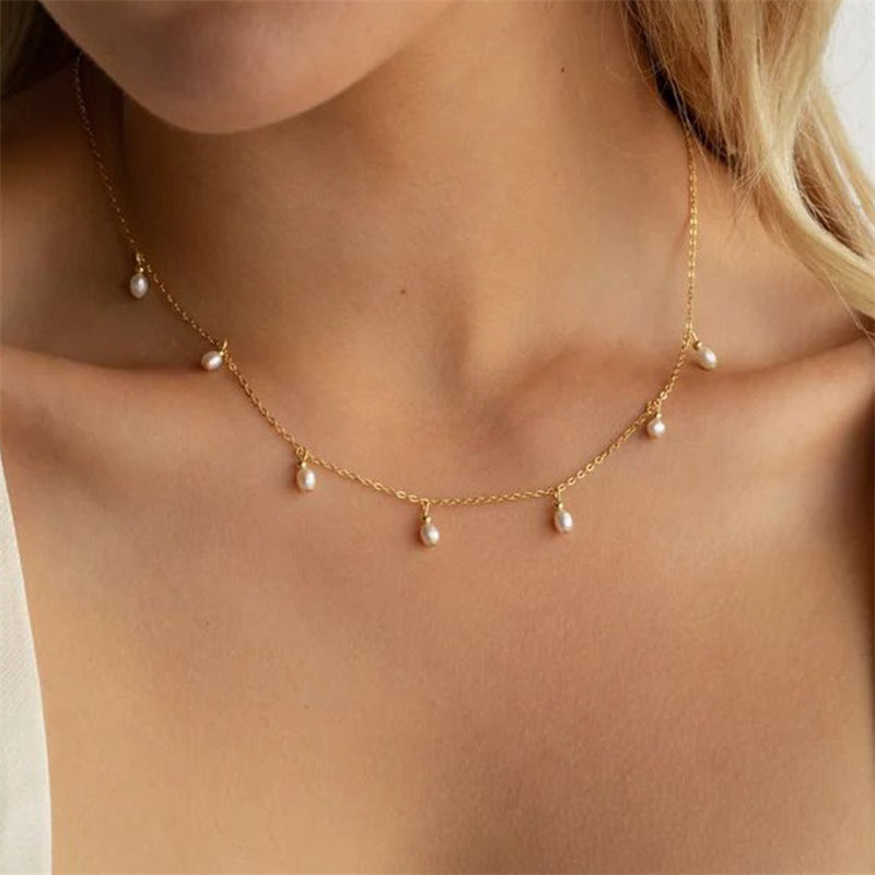 Elegant Freshwater Pearl Necklace with Gold-Plated Stainless Steel – 17 Inches Length 2