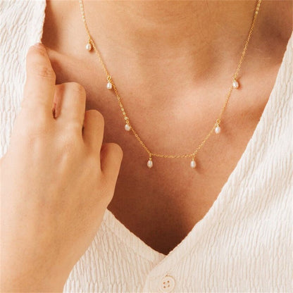 Elegant Freshwater Pearl Necklace with Gold-Plated Stainless Steel – 17 Inches Length 3