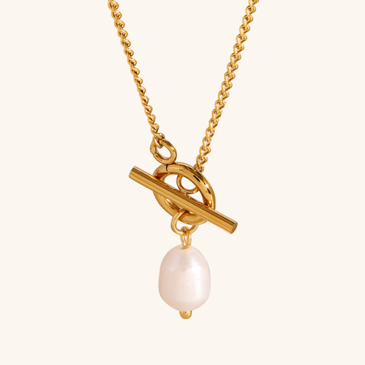 Elegant Freshwater Pearl Necklace with Toggle Clasp – Waterproof, Hypoallergenic, 16 Inches 0