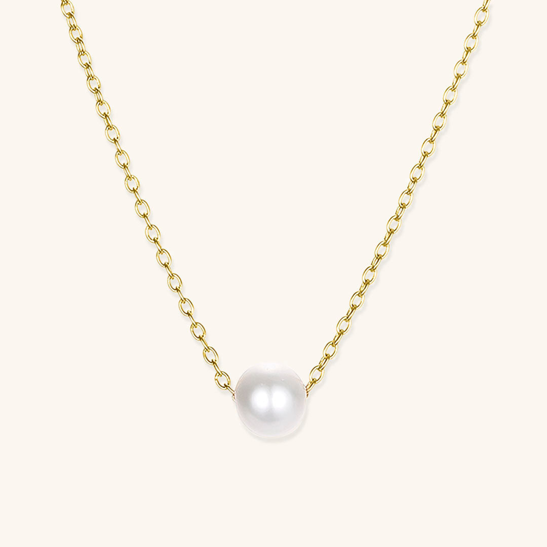 Elegant Freshwater Pearl Necklace with Waterproof Gold Chain – 15 Inch Length and 2 Inch Extension 0