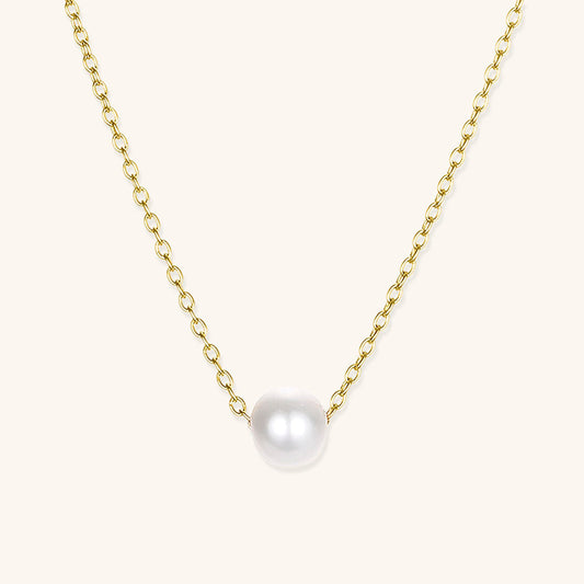 Elegant Freshwater Pearl Necklace with Waterproof Gold Chain – 15 Inch Length and 2 Inch Extension 0