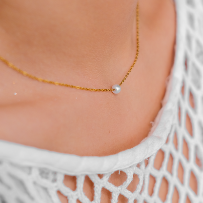 Elegant Freshwater Pearl Necklace with Waterproof Gold Chain – 15 Inch Length and 2 Inch Extension 4