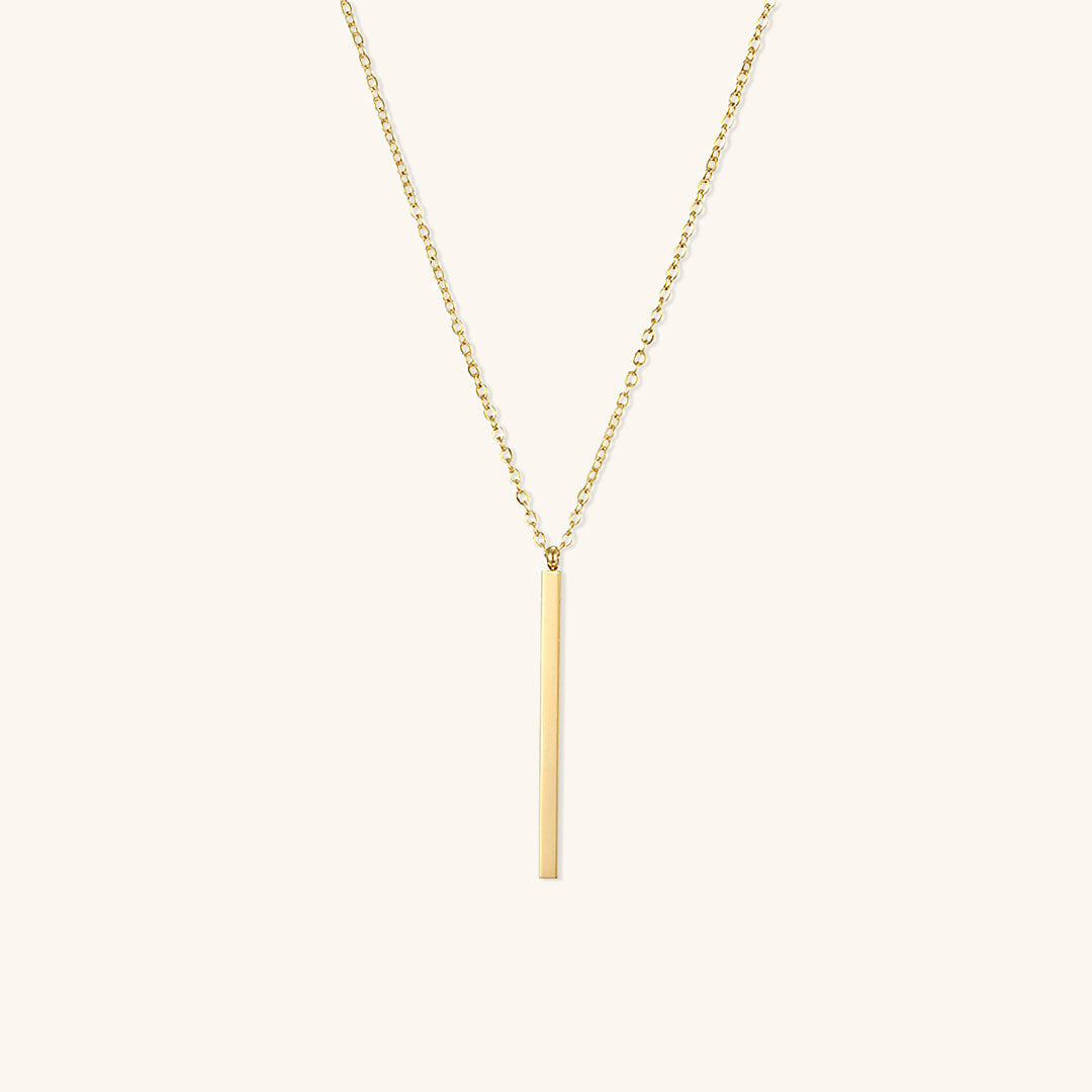 Elegant Gold Bar Necklace with Adjustable Chain Length – Hypoallergenic Stainless Steel-Plated 14k Gold 0