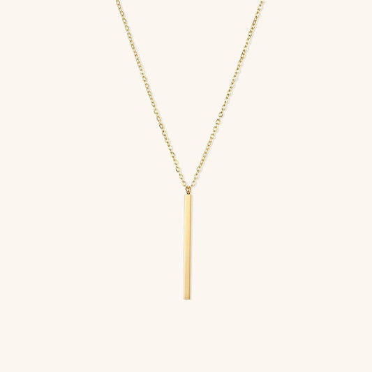 Elegant Gold Bar Necklace with Adjustable Chain Length – Hypoallergenic Stainless Steel-Plated 14k Gold 0