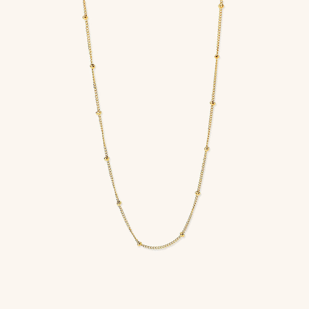 Elegant Gold Chain Necklace with Delicate Beads – 18k Gold-Plated Stainless Steel 0