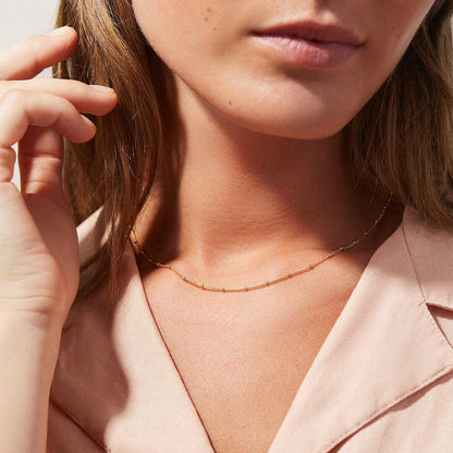 Elegant Gold Chain Necklace with Delicate Beads – 18k Gold-Plated Stainless Steel 1