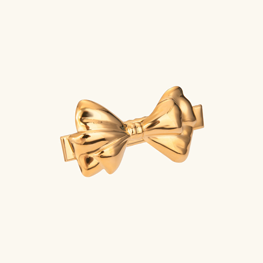Elegant Gold Hair Clip with Classic Bow Design – Hypoallergenic and Durable Accessory 0