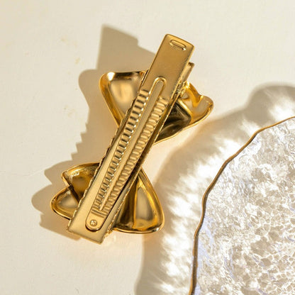 Elegant Gold Hair Clip with Classic Bow Design – Hypoallergenic and Durable Accessory 5