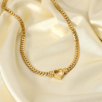 Elegant Gold Heart Choker Necklace – Minimalist 17-Inch Design, Hypoallergenic Stainless Steel with Extension 7