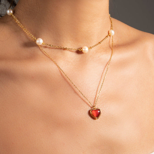 Elegant Gold Heart Necklace with 18k Gold Chain – Minimalist Design for Layering, Hypoallergenic and Water Resistant 1