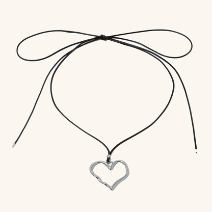 Elegant Gold Heart Pendant Necklace with Black Rope – Hypoallergenic and Waterproof 58 Inch 2