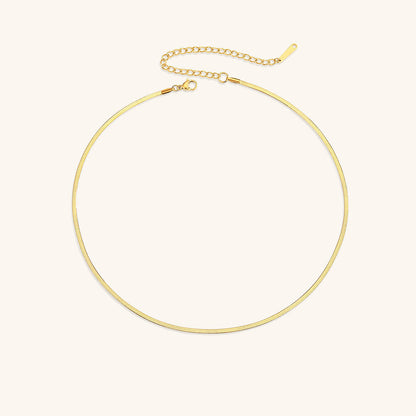 Elegant Gold Herringbone Necklace for Women – Hypoallergenic Stainless Steel-Plated Jewelry, 14k Gold, 14-Inch with Extension 0
