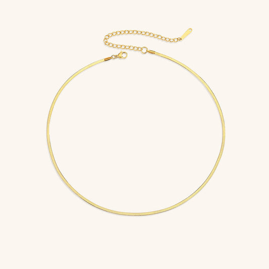 Elegant Gold Herringbone Necklace for Women – Hypoallergenic Stainless Steel-Plated Jewelry, 14k Gold, 14-Inch with Extension 0