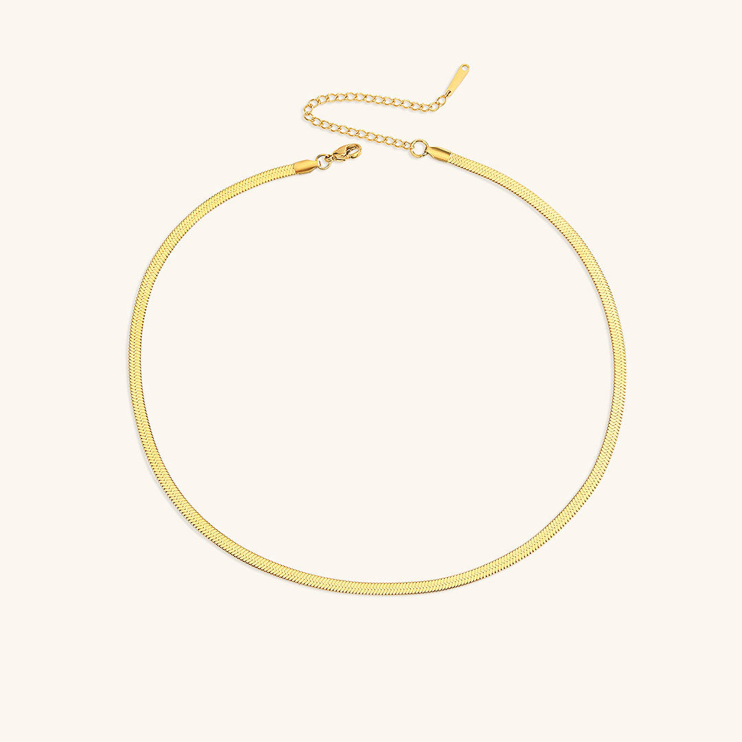 Elegant Gold Herringbone Necklace for Women – Hypoallergenic Stainless Steel-Plated Jewelry, 14k Gold, 14-Inch with Extension 11